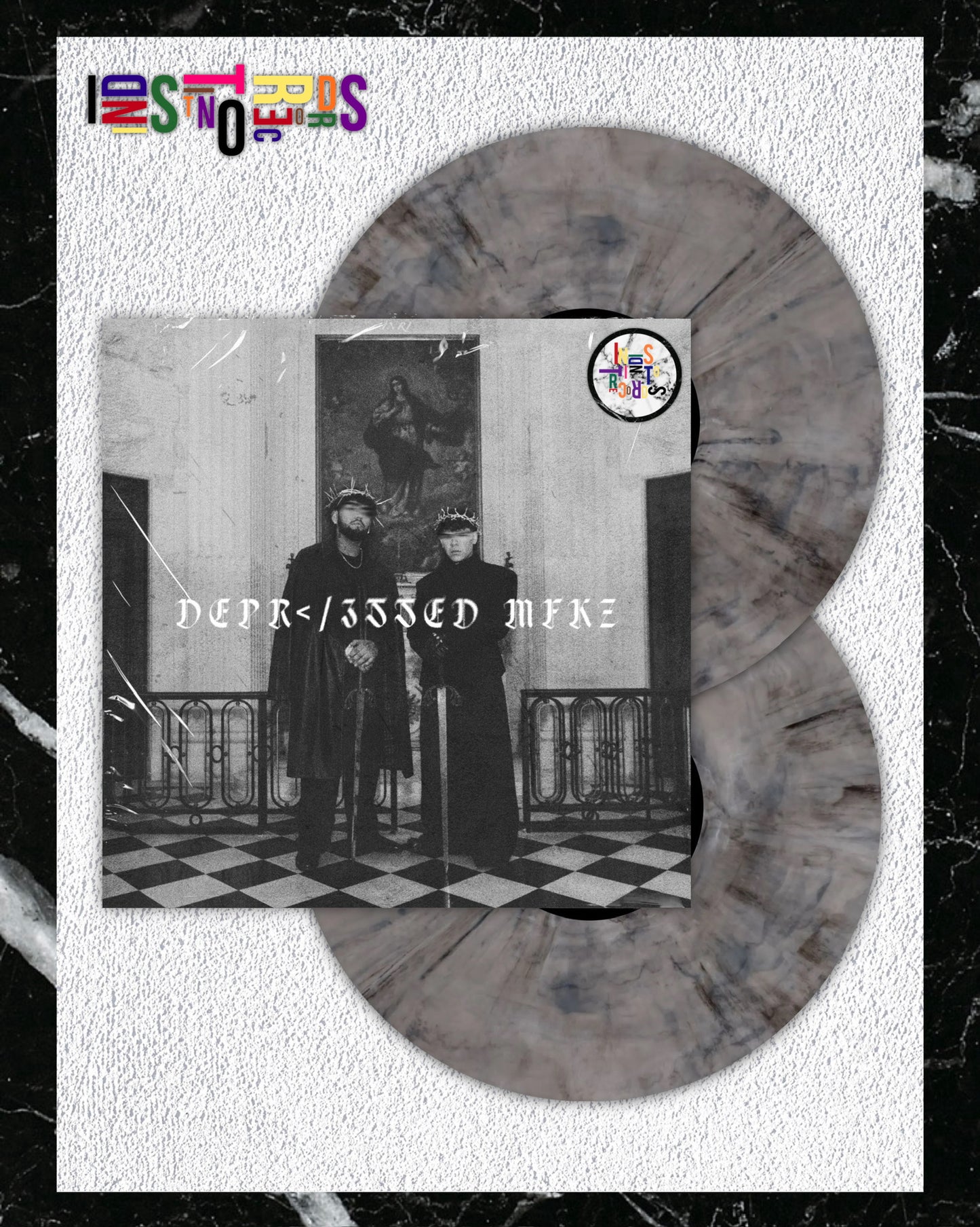 JUNIOR H & GAEL VALENZUELA 🏁 DEPR</3$$ED MFKZ 💨 2XLP GREY & BLACK MARBLED VINYL 🏁
