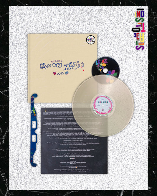 COLDPLAY 🌙 MOON MUSIC 🌈 NOTEBOOK ECO RECORD CLEAR VINYL WITH CD + MOONGOGGLES 🌙