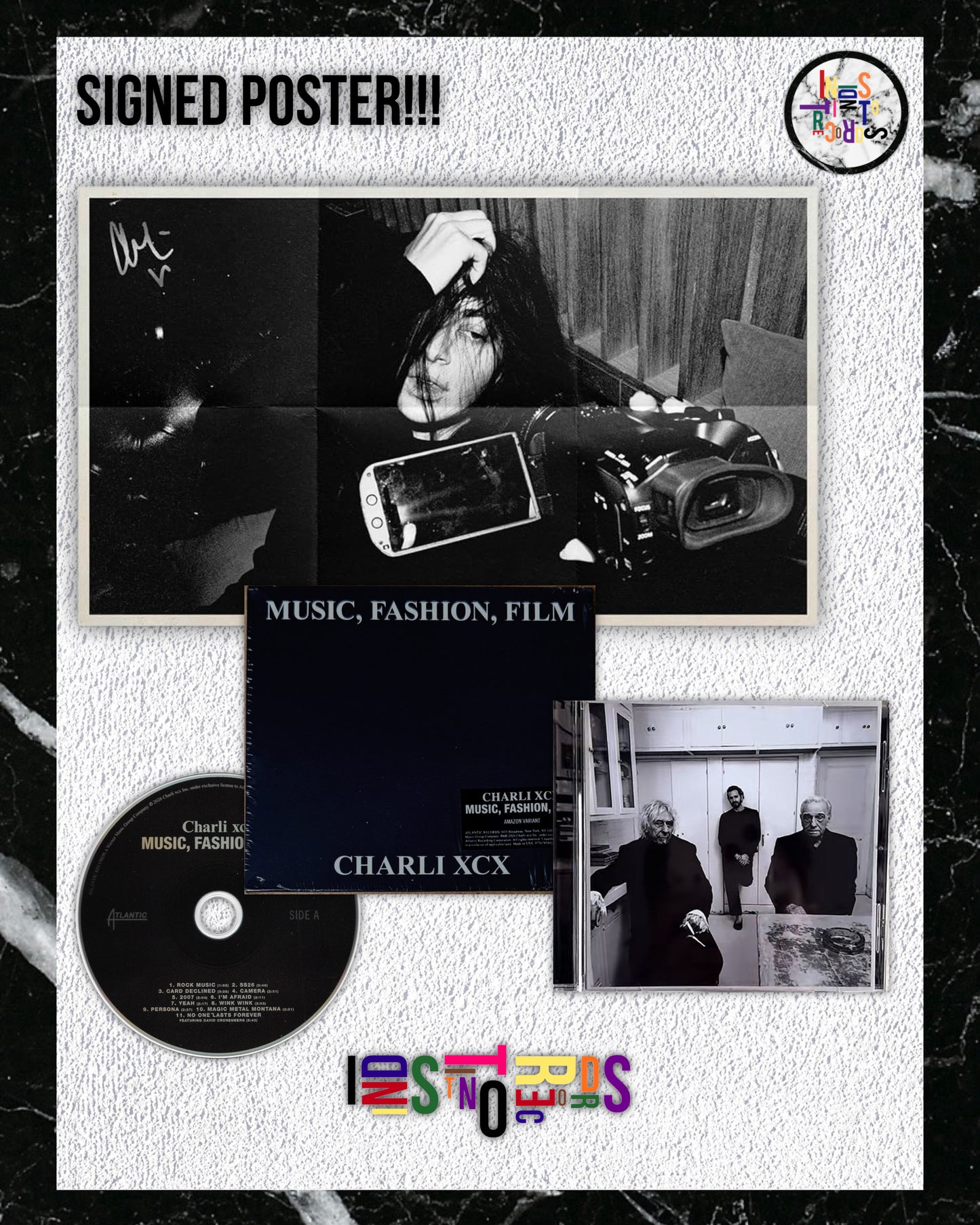 CHARLI XCX 🎸 MUSIC, FASHION, FILM 🖤 LIMITED EDITION CD “COMPACT DISC” WHIT O-CARD SLIPCASE & SIGNED POSTER 🎸