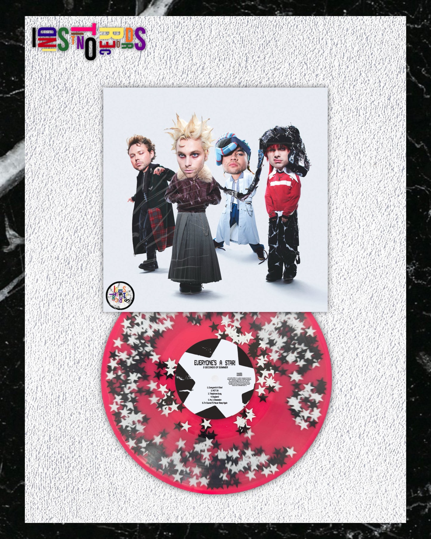 5 SECONDS OF SUMMER ⭐️ EVERYONE’S A STAR! ⭐️ GATEFOLD BLACK & WHITE STAR CONFETTI WITH HOT PINK BACK DISC VINYL ⭐️